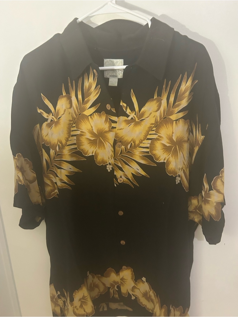 Black & Gold Floral Hawaiian Shirt - Tommy Bahama